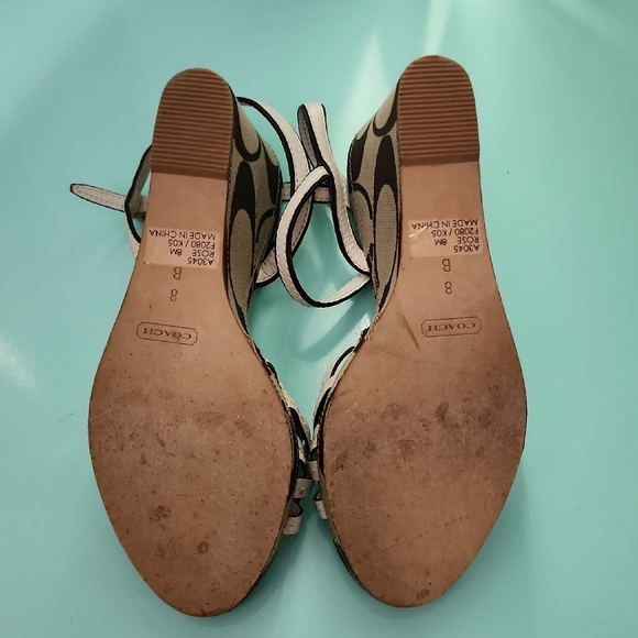 Coach Cream and Brown Braided Sandals Size 8 - Picture 4 of 8